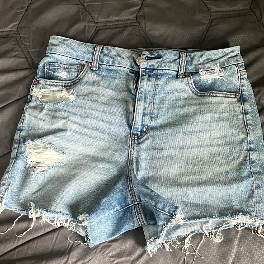 American Eagle Outfitters Light Blue Distressed Jean Shorts